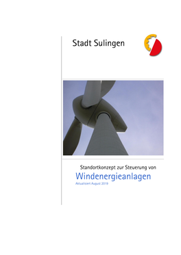 Windenergieanlagen Aktualisiert August 2019 Standortkonzept Windenergieanlagen 2018 – Stadt Sulingen Seite 2 Von 103