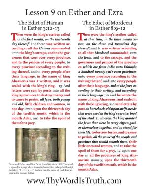 Lesson 9 on Esther and Ezra Www