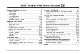 2006 Pontiac Vibe Owner Manual M