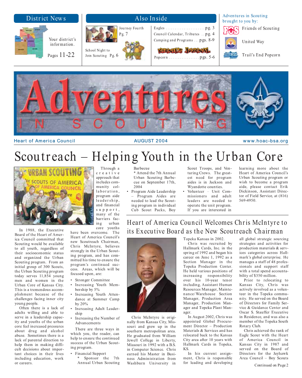 Scoutreach – Helping Youth in the Urban Core Through a Barbecue Scout Troops, and Ven- Learning More About the Creative * Attend the 7Th Annual Turing Crews