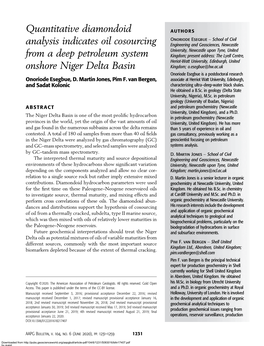 Quantitative Diamondoid Analysis Indicates Oil Cosourcing from A