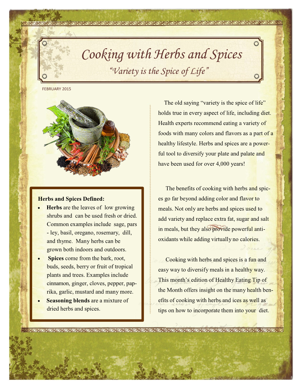 Cooking with Herbs and Spices