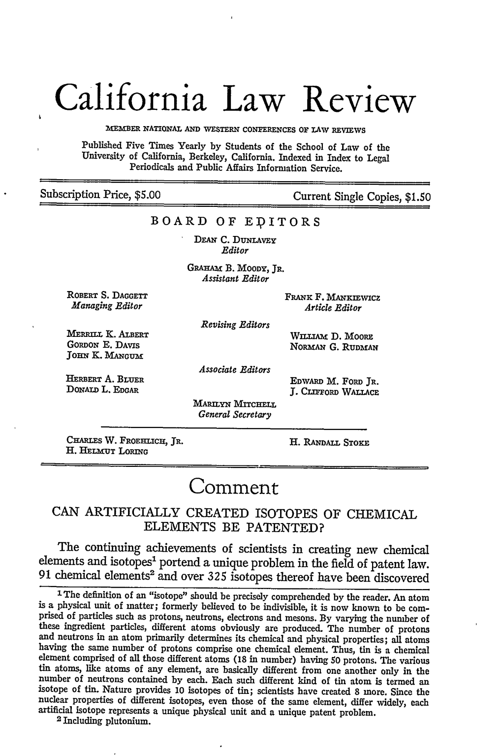 Can Artificially Created Isotopes of Chemical Elements Be Patented