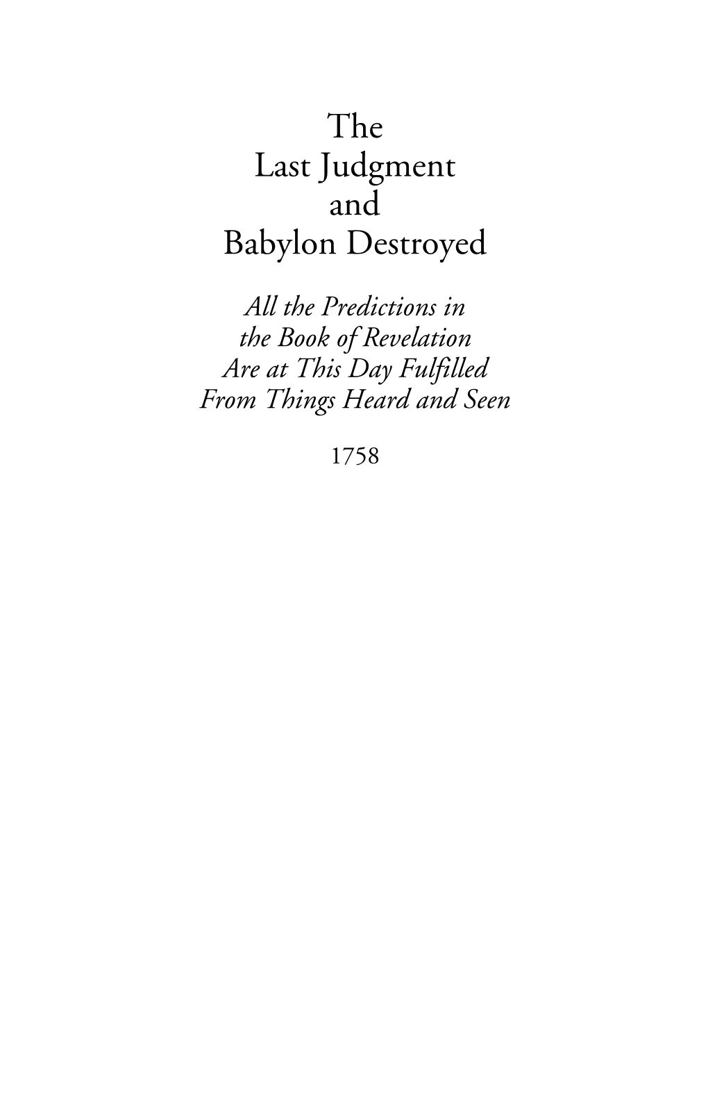 Last Judgment and Babylon Destroyed