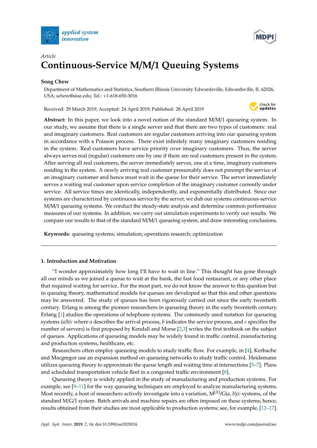 Continuous-Service M/M/1 Queuing Systems