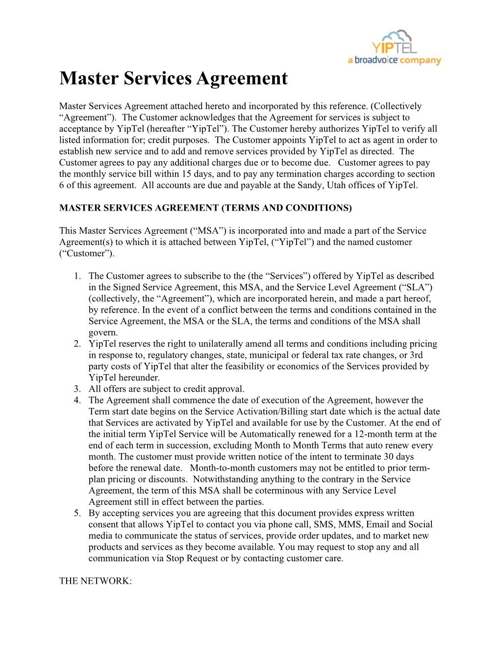 Master Services Agreement