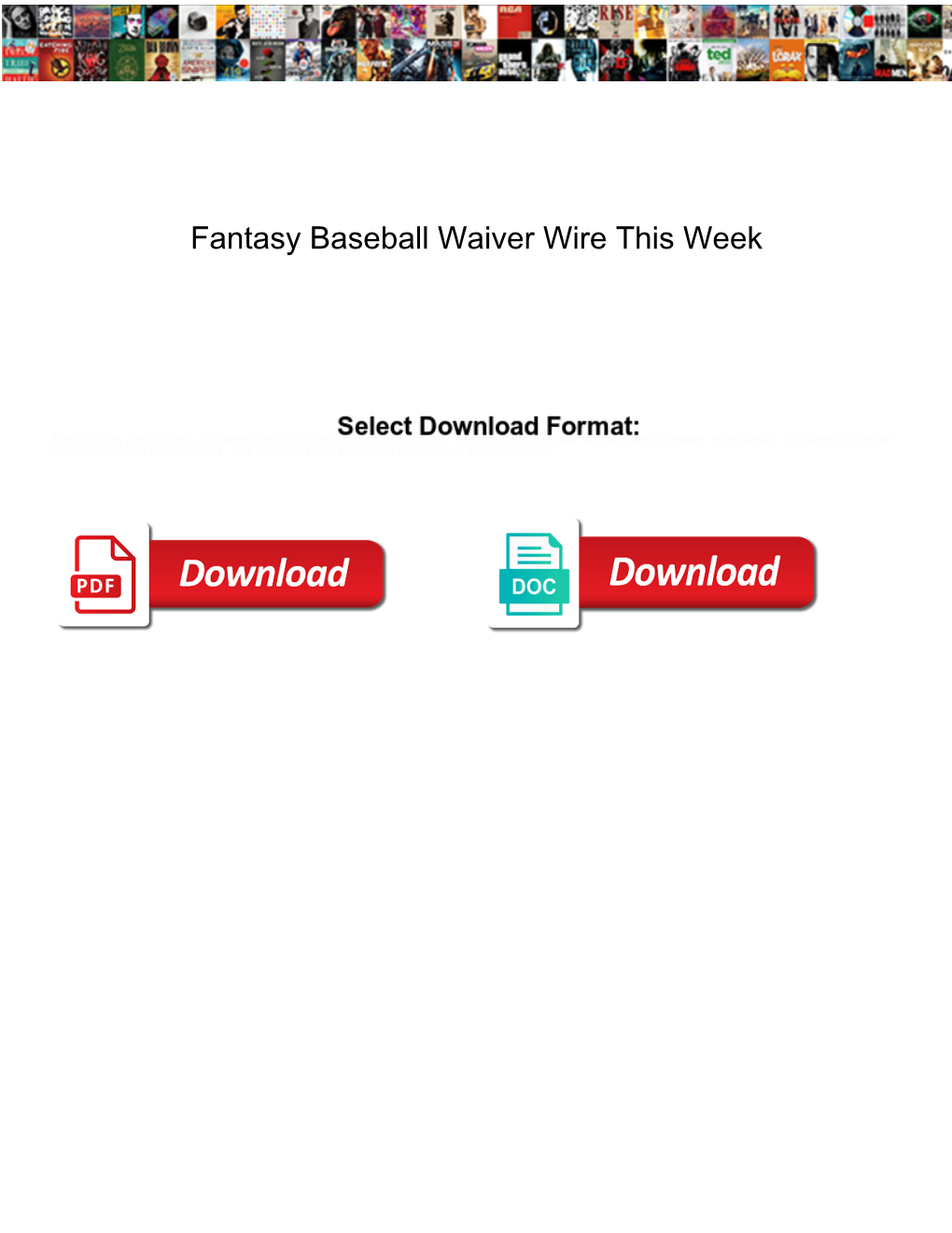 Fantasy Baseball Waiver Wire This Week