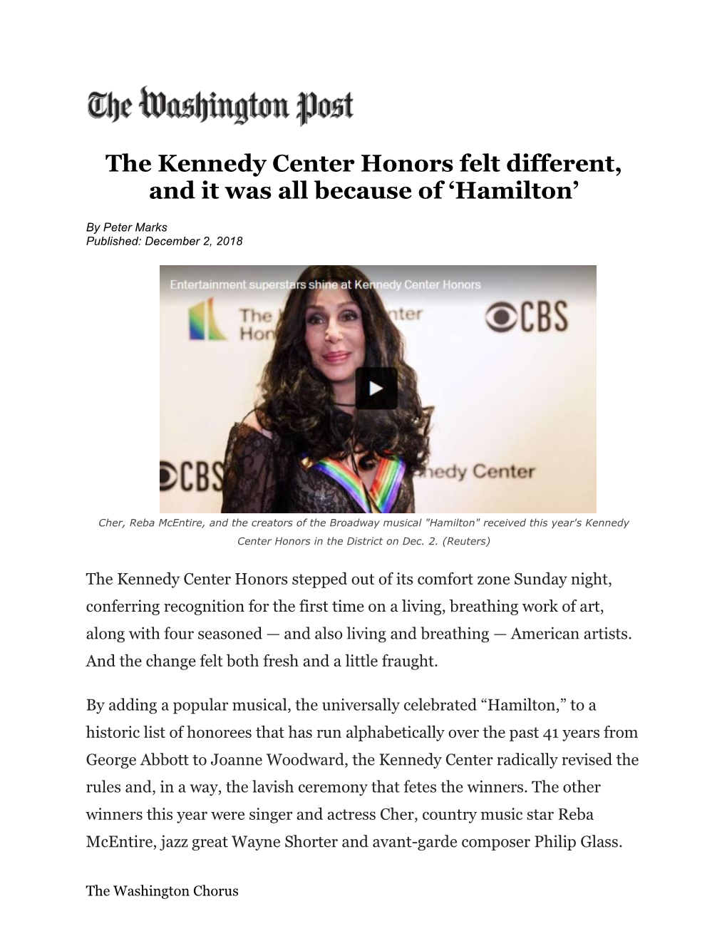 The Kennedy Center Honors Felt Different, and It Was All Because of ‘Hamilton’