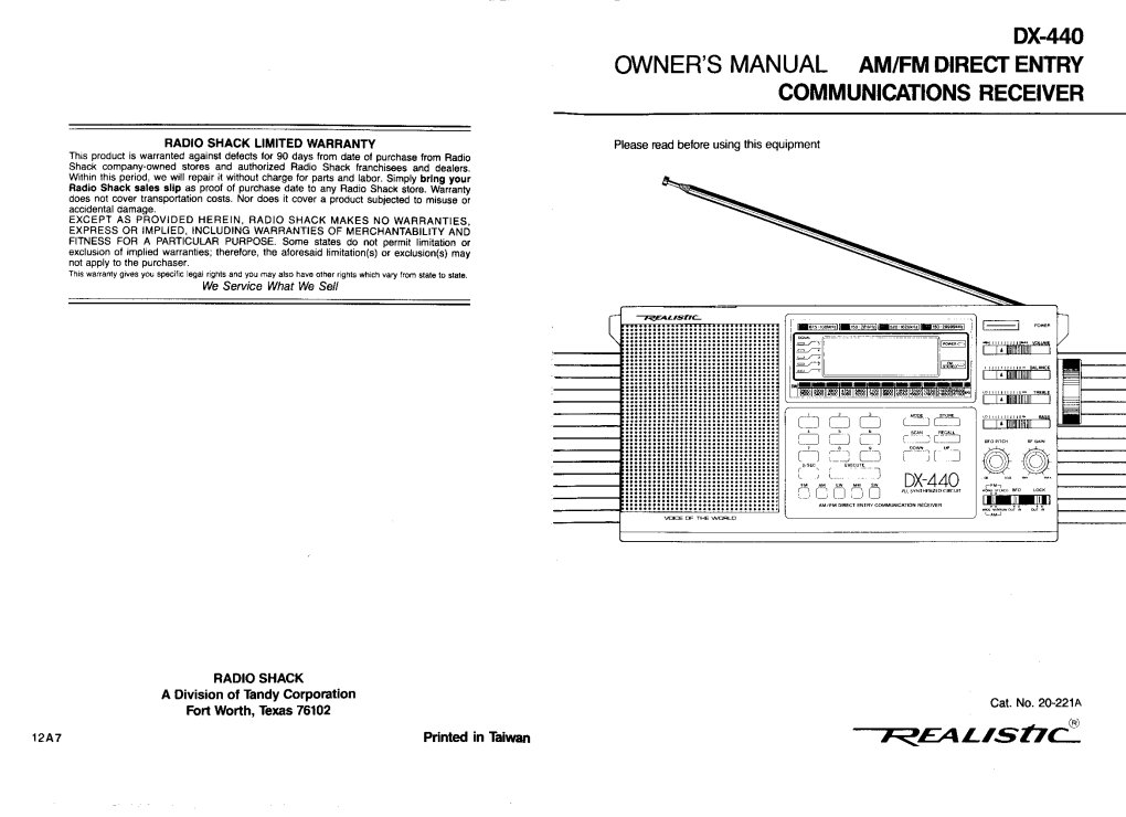 Realistic Dx-440 User Manual