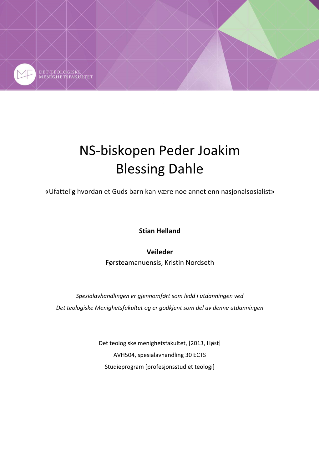 NS-Biskopen Peder Joakim Blessing Dahle