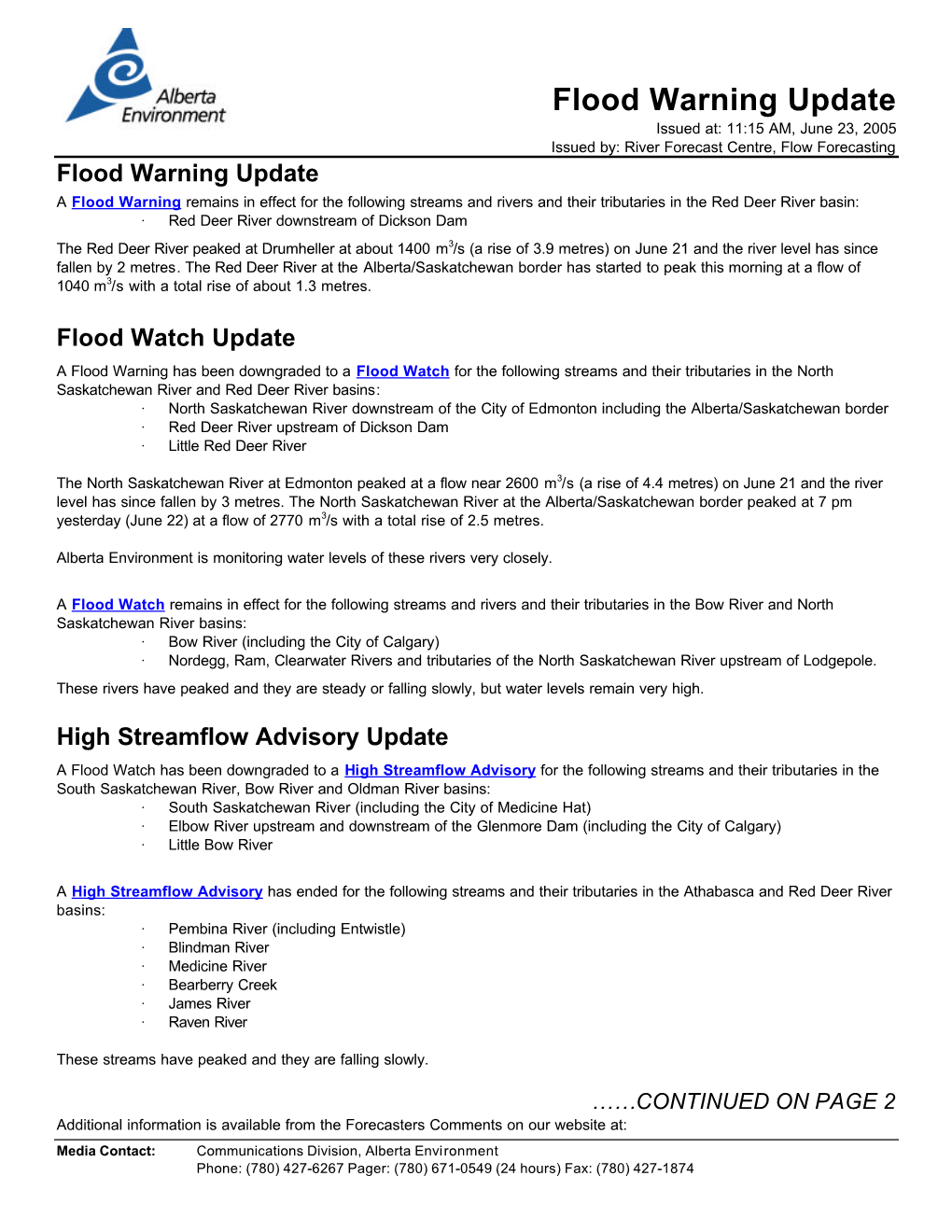 050623 1115 Flood Warning for Southern Alberta Noncore