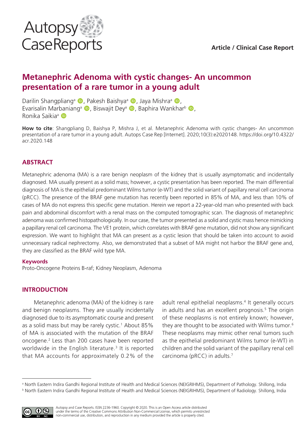 Metanephric Adenoma with Cystic Changes- an Uncommon Presentation of a Rare Tumor in a Young Adult