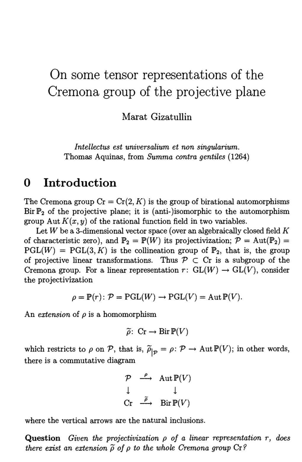 On Some Tensor Representations of the Cremona Group of the Projective Plane