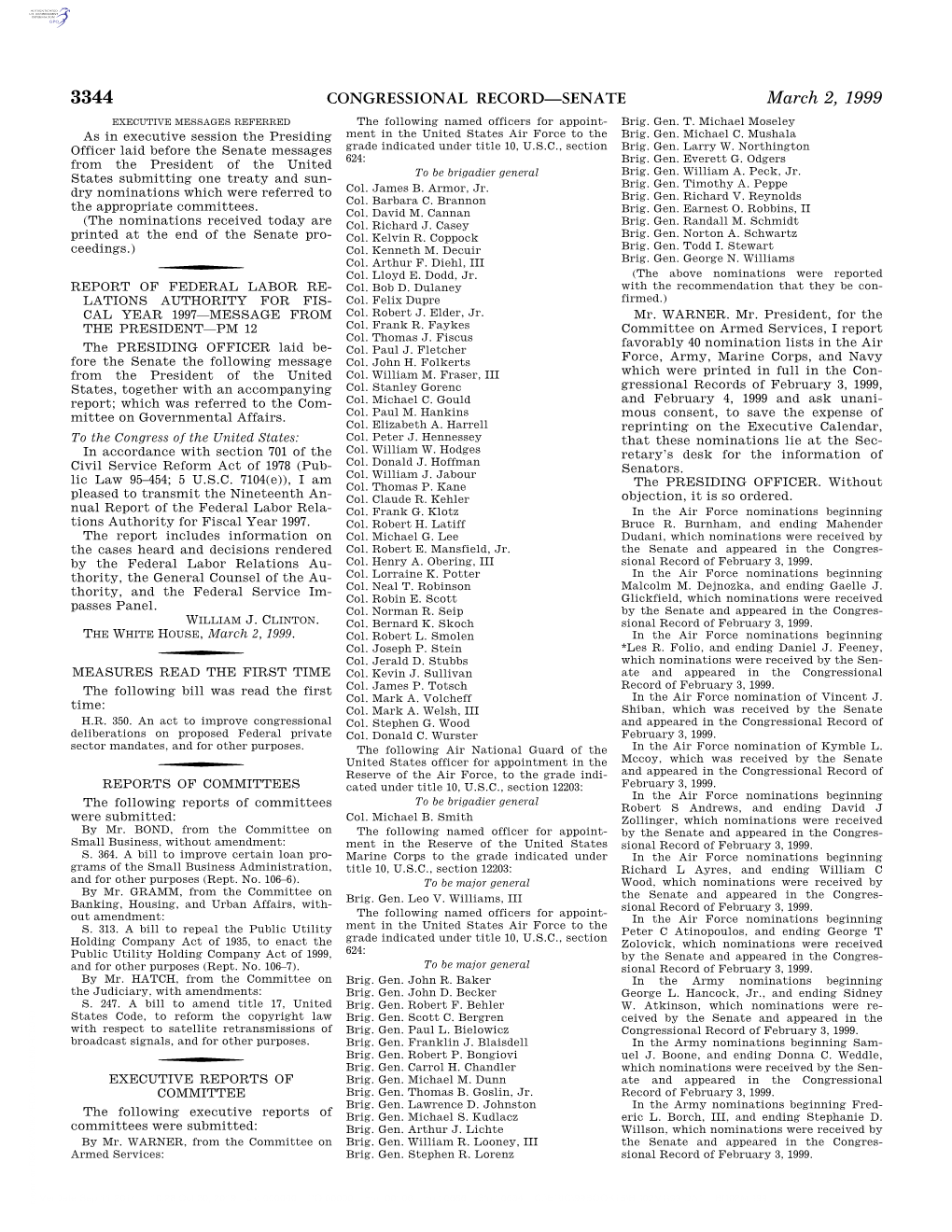 CONGRESSIONAL RECORD—SENATE March 2, 1999