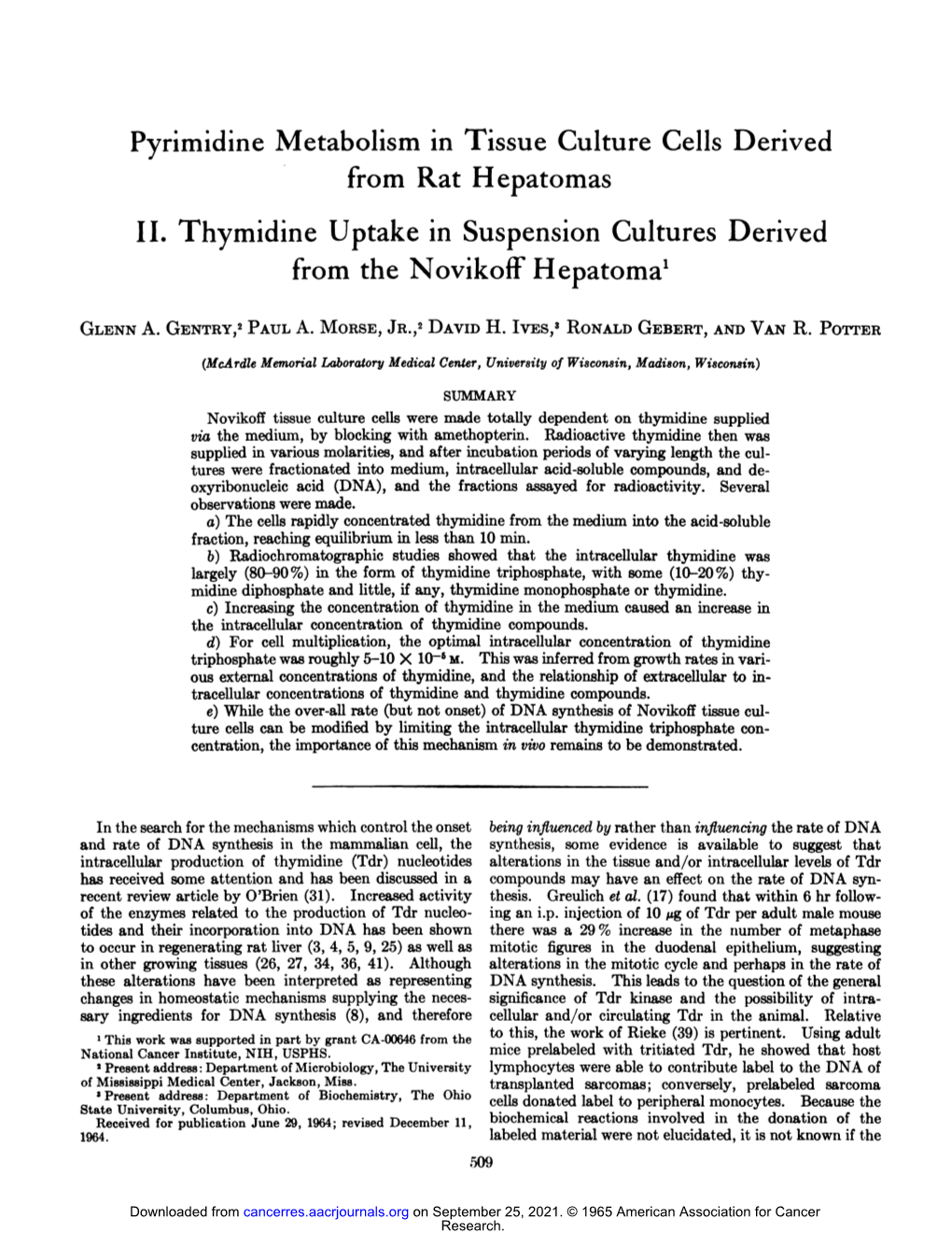 Pyrimidine Metabolism in Tissue Culture Cells Derived II. Thymidine