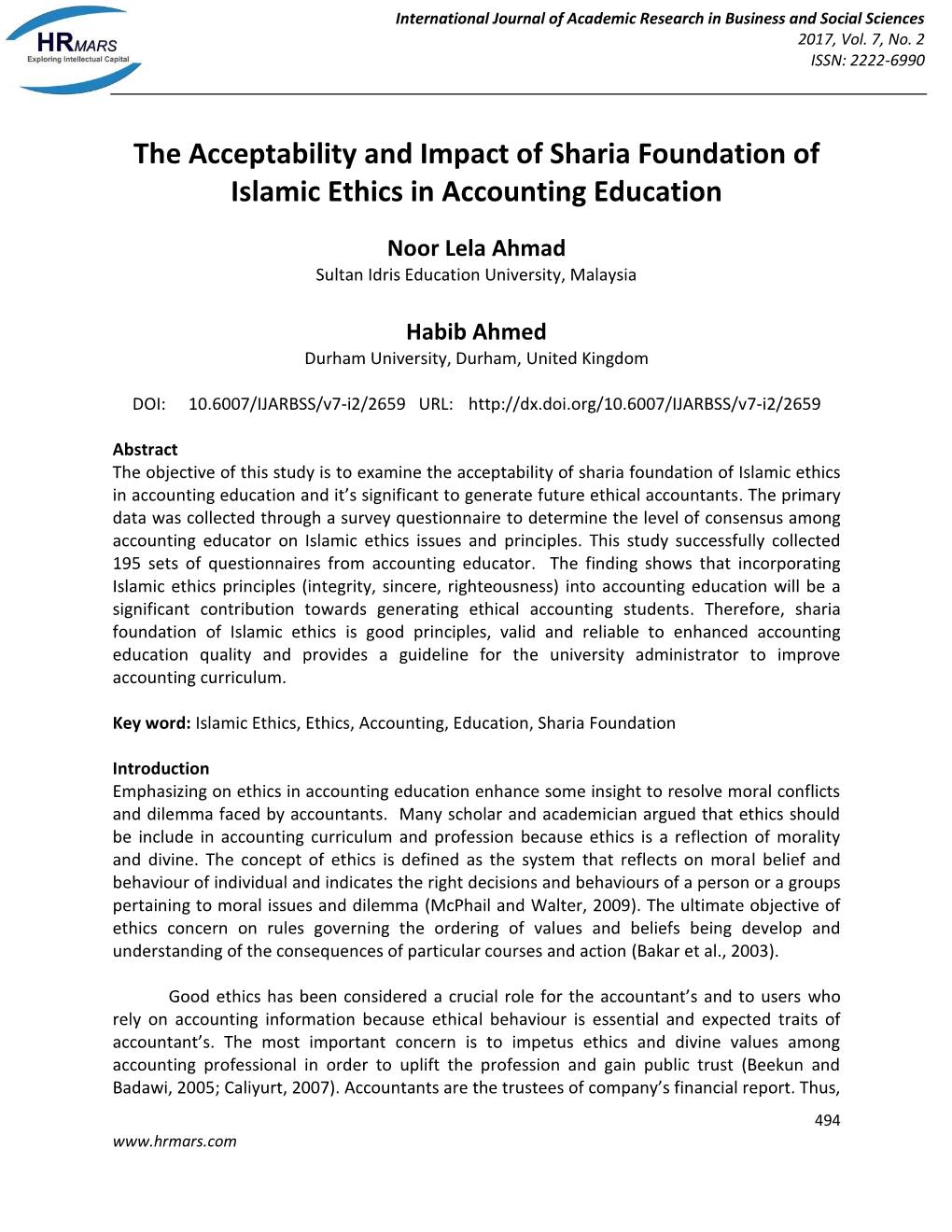 The Acceptability and Impact of Sharia Foundation of Islamic Ethics in Accounting Education