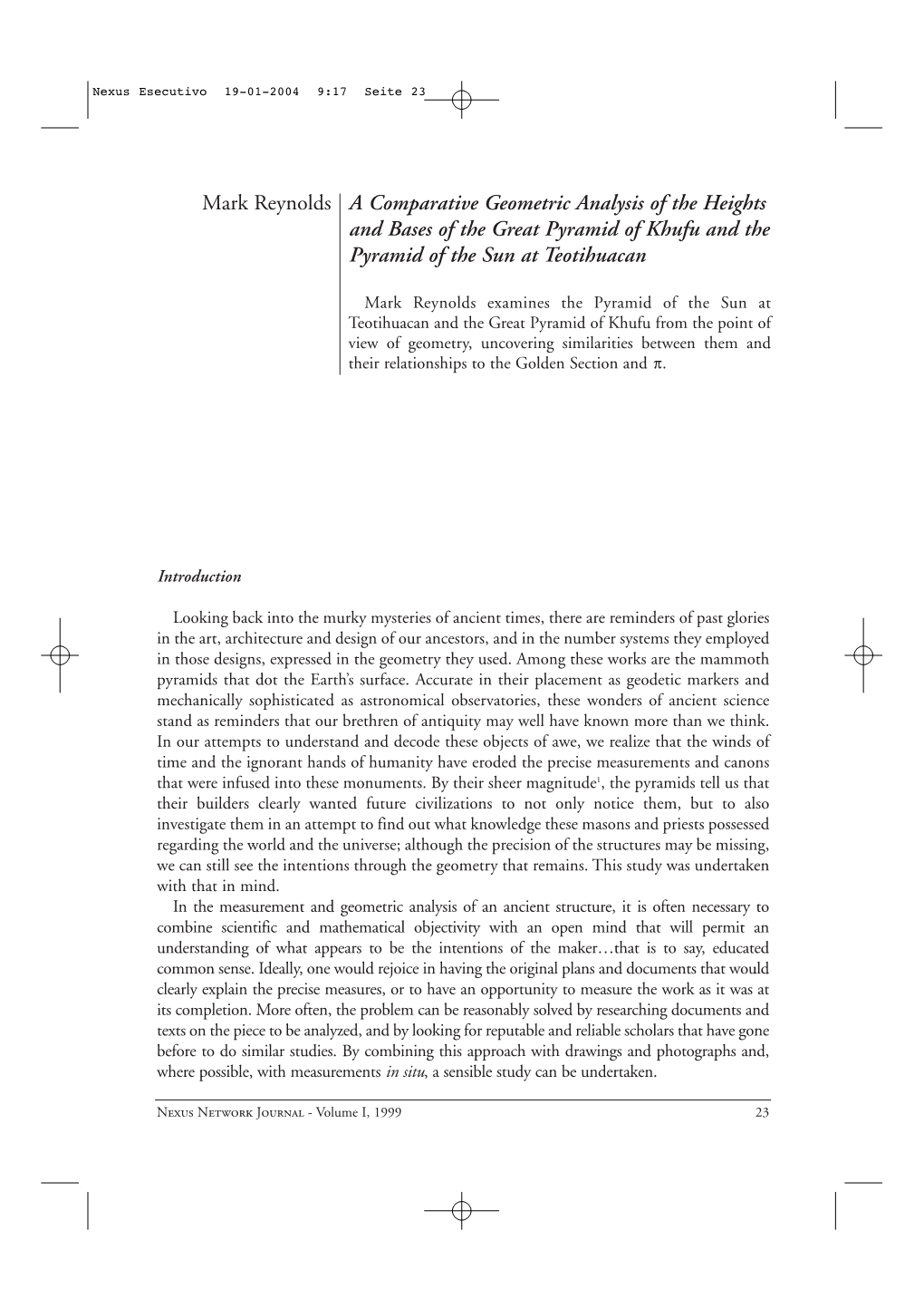 A Comparative Geometric Analysis of the Heights and Bases of the Great Pyramid of Khufu and the Pyramid of the Sun at Teotihuacan