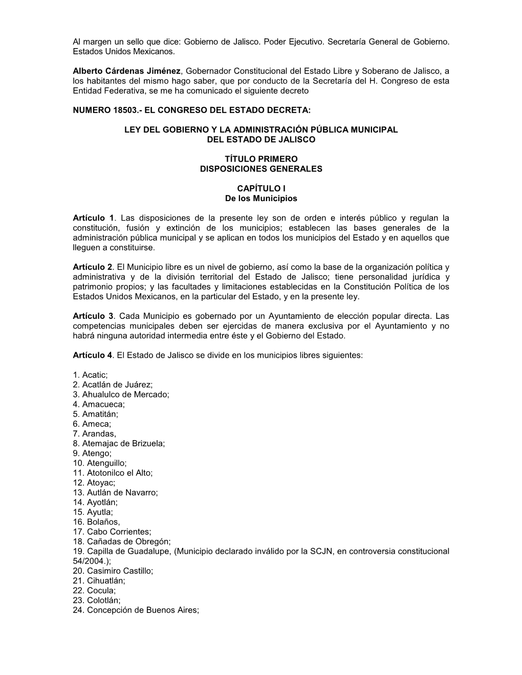 Ley Del Gobierno Y La Administración Pública Municipal Del Estado De Jalisco