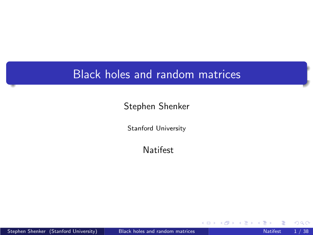 Black Holes and Random Matrices