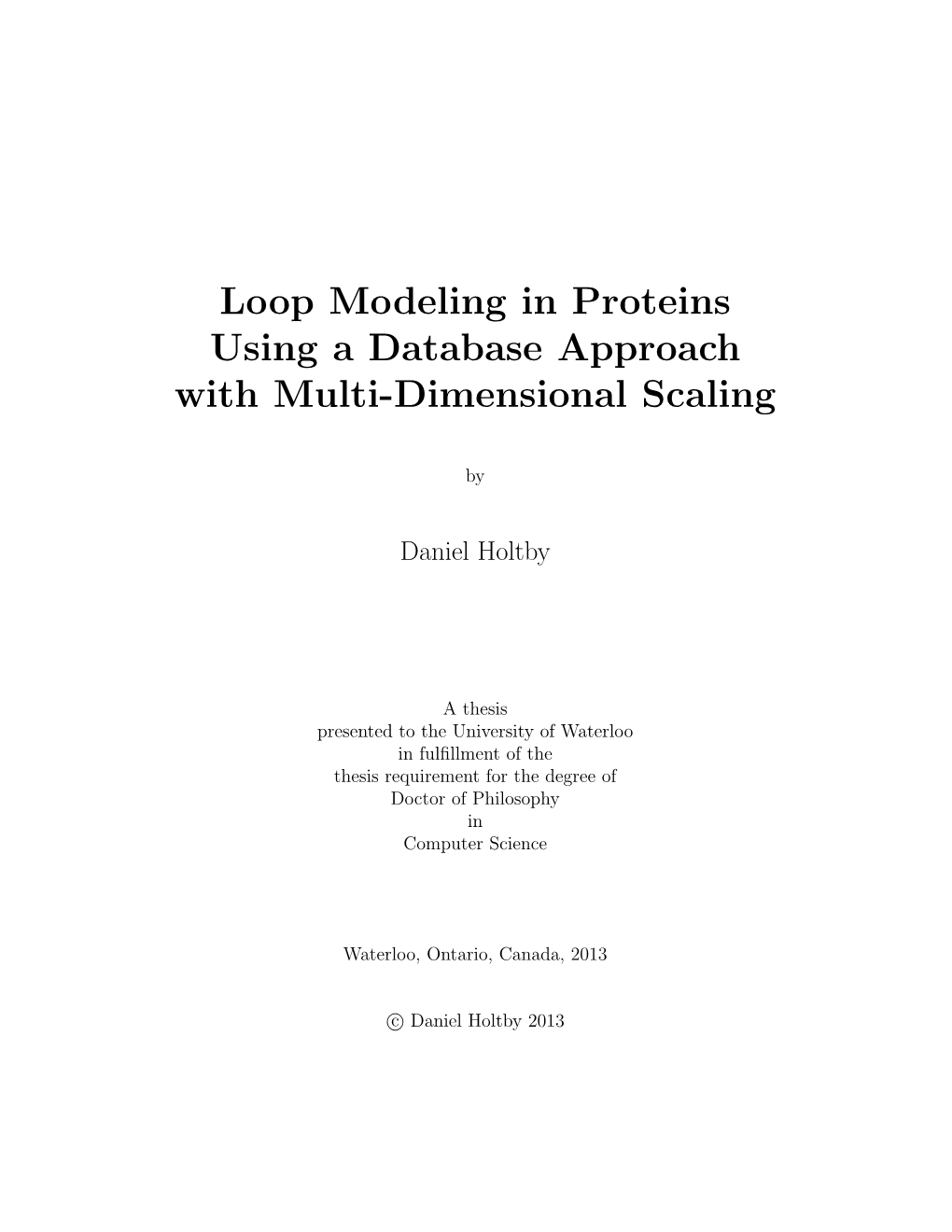 Loop Modeling in Proteins Using a Database Approach with Multi-Dimensional Scaling