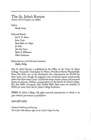 The St. John's Review Volume XLVI, Number One (2000)