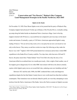 Conservation and "Fur Deserts:" Hudson's Bay Company Land Management Strategies in the Pacific Northwest, 1821-1845