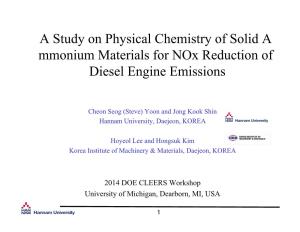 A Study on Physical Chemistry of Solid a Mmonium Materials for Nox Reduction of Diesel Engine Emissions