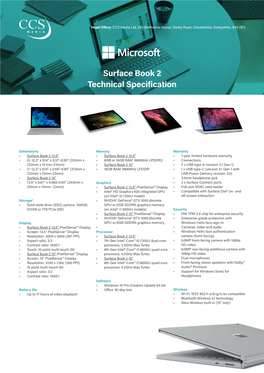 Surface Book 2 Technical Specification
