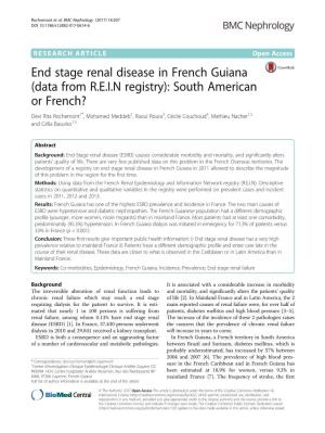 End Stage Renal Disease in French Guiana