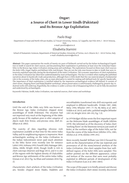 Ongar: a Source of Chert in Lower Sindh (Pakistan) and Its Bronze Age Exploitation