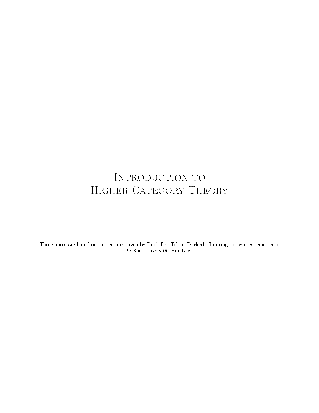 Introduction to Higher Category Theory