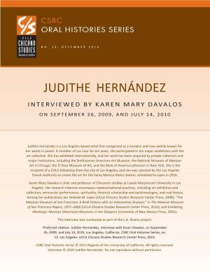 Judithe Hernández Interviewed by Karen Mary Davalos on September 26, 2009, and July 14, 2010