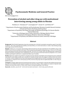 Psychosomatic Medicine and General Practice Prevention of Alcohol and Other Drug Use with Motivational Interviewing Among Young