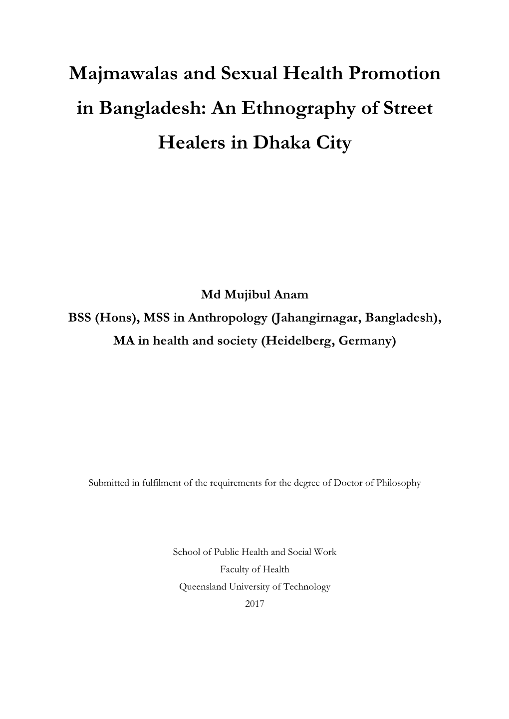 Majmawalas and Sexual Health Promotion in Bangladesh: an Ethnography of Street Healers in Dhaka City