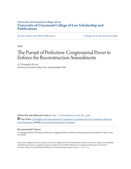 Congressional Power to Enforce the Reconstruction Amendments A