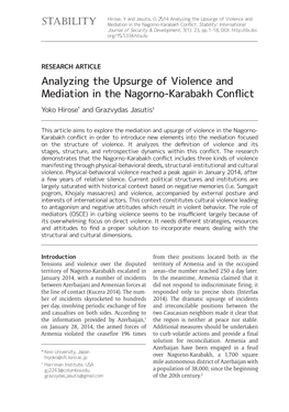 Analyzing the Upsurge of Violence and Mediation in the Nagorno-Karabakh Conflict Yoko Hirose* and Grazvydas Jasutis†
