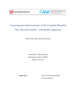 Assessing Permafrost Erosion in the Canadian Beaufort Sea, Herschel Island – a Biomarker Approach