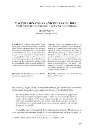 Macpherson, Ossian and the Bardic Ideal Some Irish Reflections on a German Phenomenon