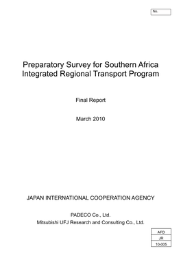 Preparatory Survey for Southern Africa Integrated Regional Transport Program