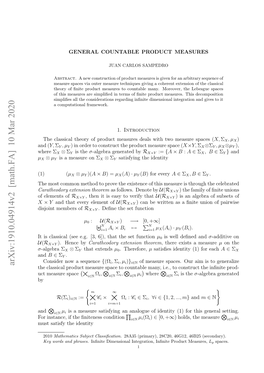 Arxiv:1910.04914V2 [Math.FA] 10 Mar 2020 Ijitmmesof Members Disjoint Ti Lsia Seeg 3 ],Ta H E Function Set the That 6]), [3, E.G