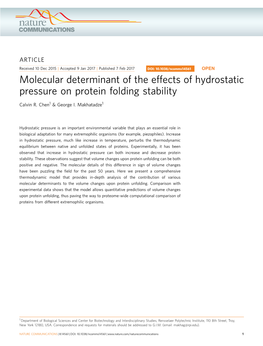 Molecular Determinant of the Effects of Hydrostatic Pressure on Protein Folding Stability