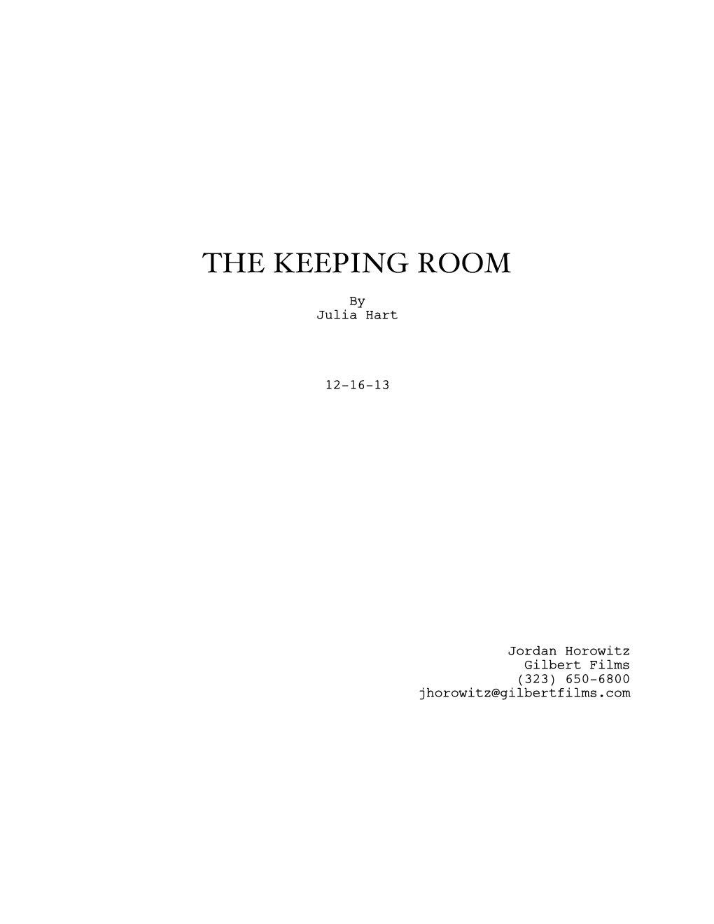 THE KEEPING ROOM by Julia Hart