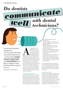 Do Dentists Communicate Well with Dental Technicians?