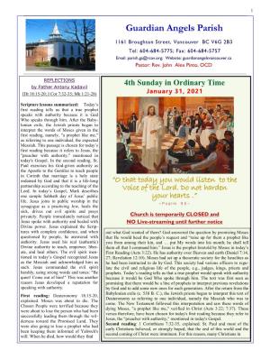 1 Parish Bulletin Fourth Sunday in Ordinary