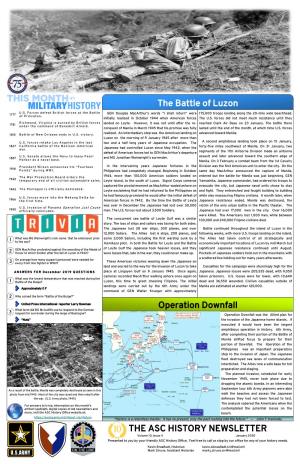 The Battle of Luzon the ASC HISTORY NEWSLETTER Operation