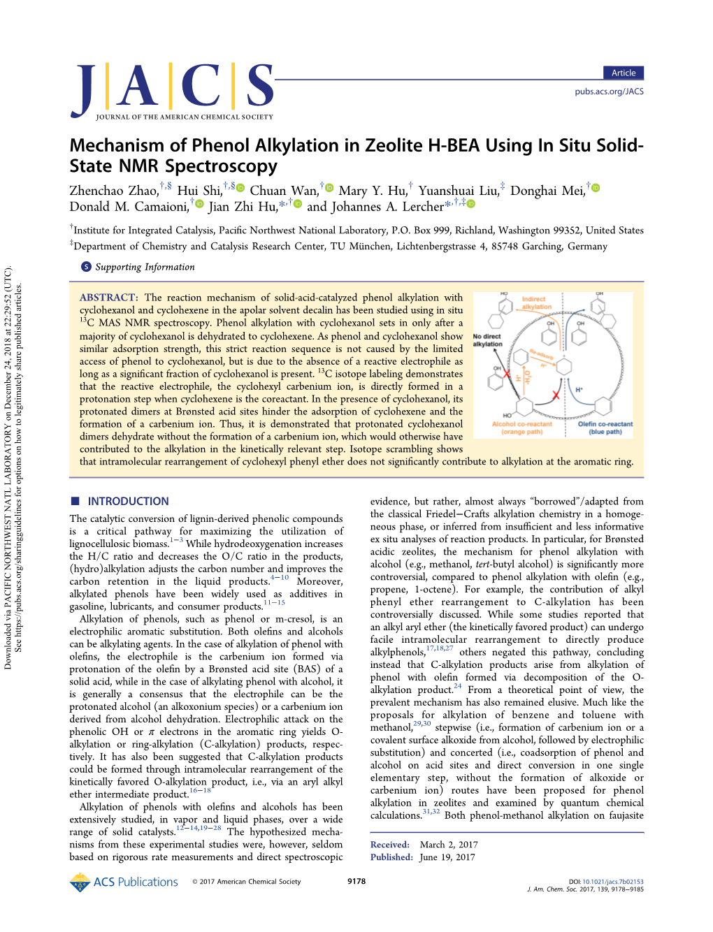 Mechanism of Phenol Alkylation in Zeolite H-BEA Using in Situ