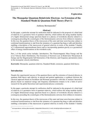 An Extension of the Standard Model & Quantum Field Theory (Part 1)