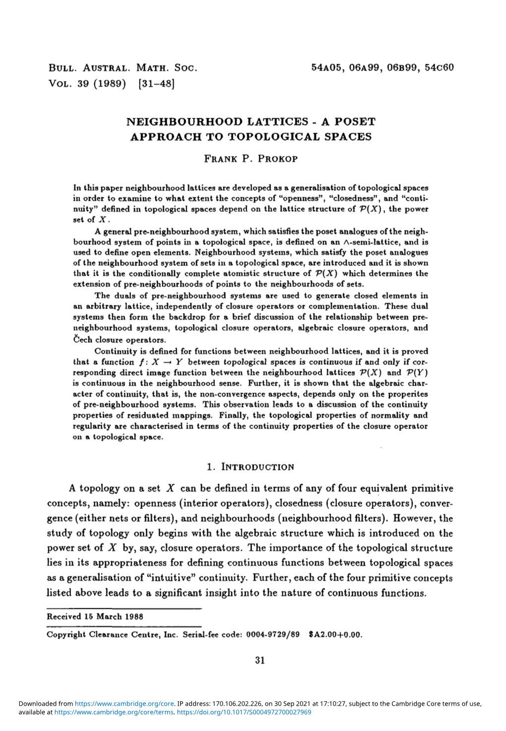 Neighbourhood Lattices – a Poset Approach to Topological Spaces