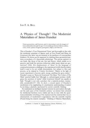 A 'Physics of Thought': the Modernist Materialism of James Huneker