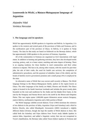 Loanwords in Wichí, a Mataco-Mataguayan Language of Argentina Alejandra Vidal Verónica Nercesian